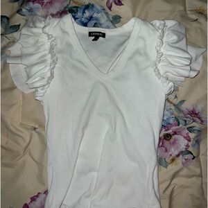 white ruffle bodysuit